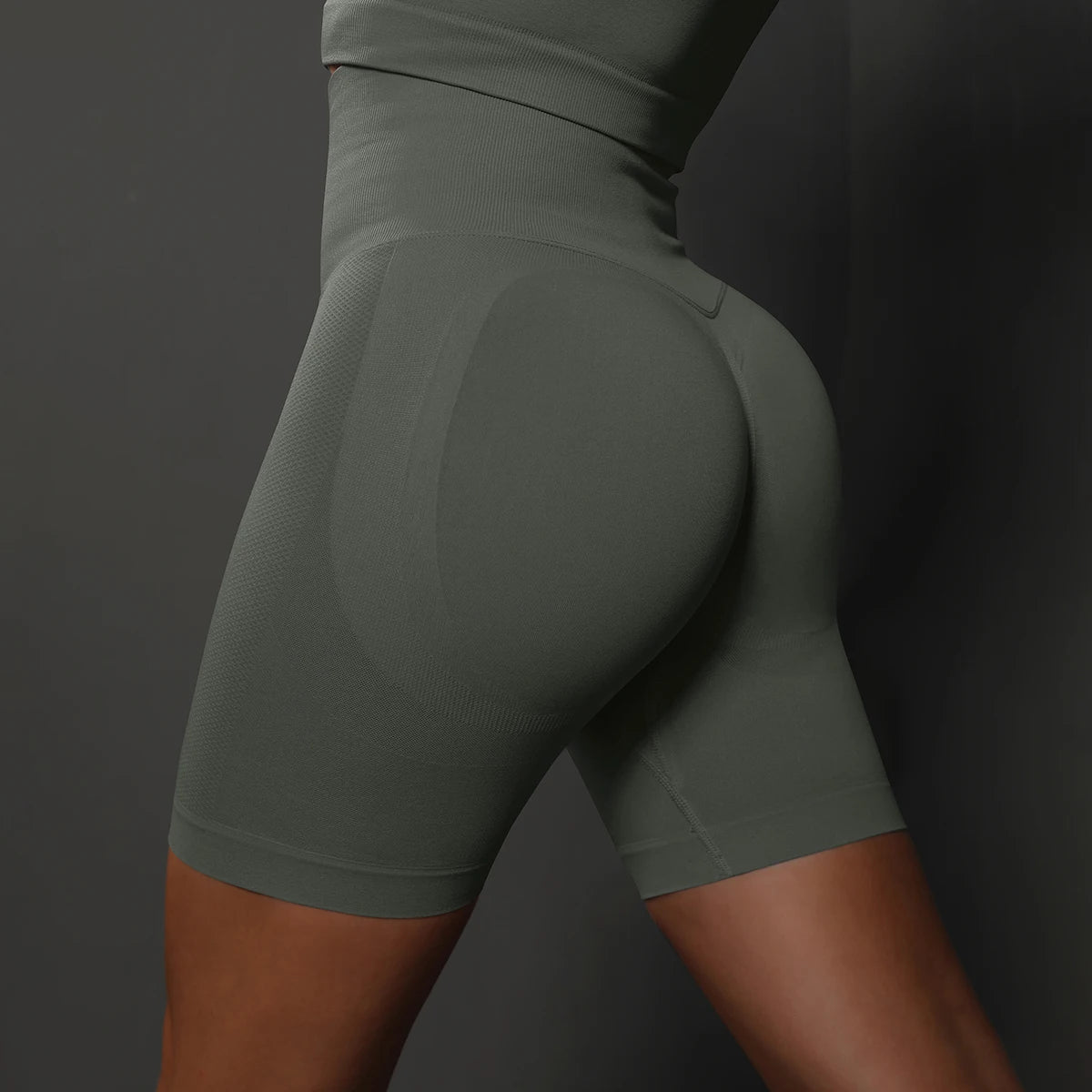 AURBYO women's Seamless Mid-Thigh Shorts in Dark Gray