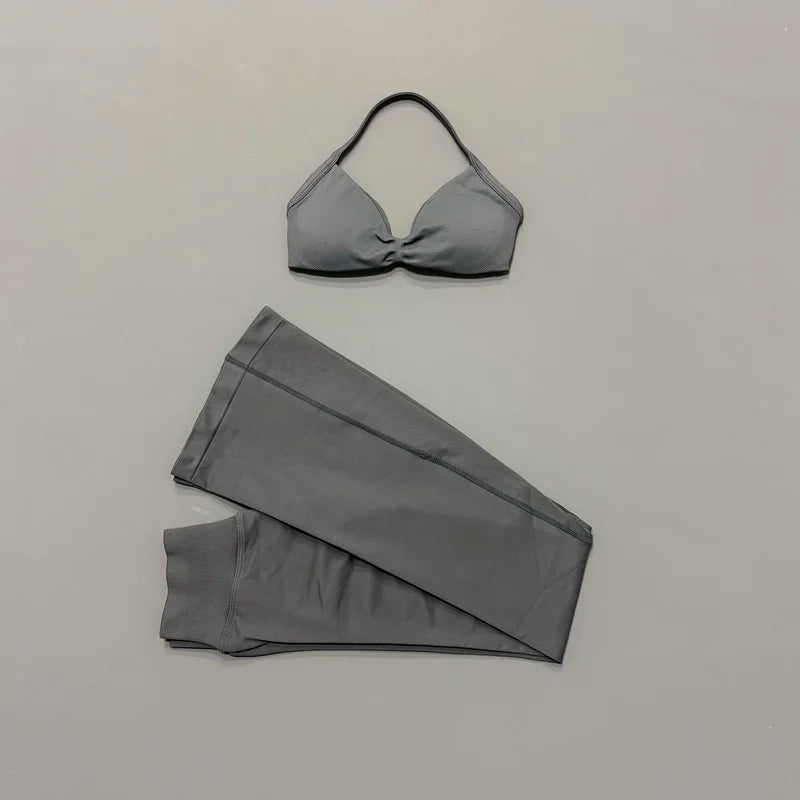 AURBYO women's Seamless Flare Set in Shark Gray