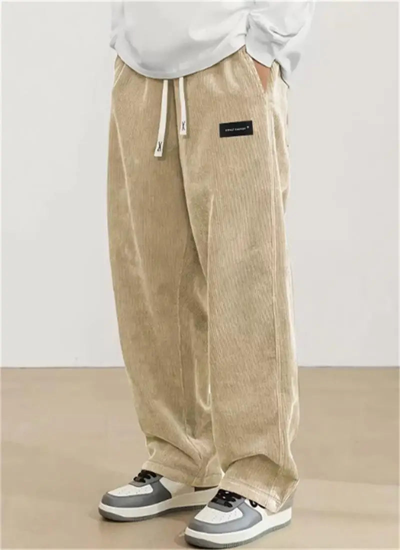 AURBYO men's Corduroy Pants in Khaki