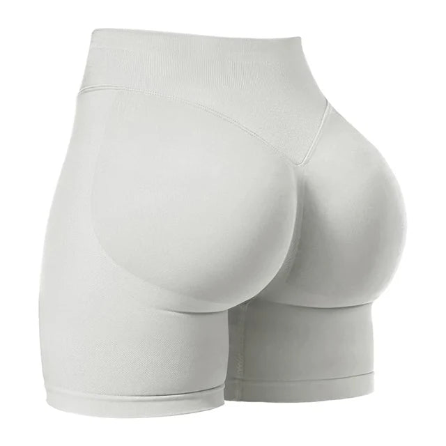AURBYO women's Seamless V-Back Shorts in Light Gray