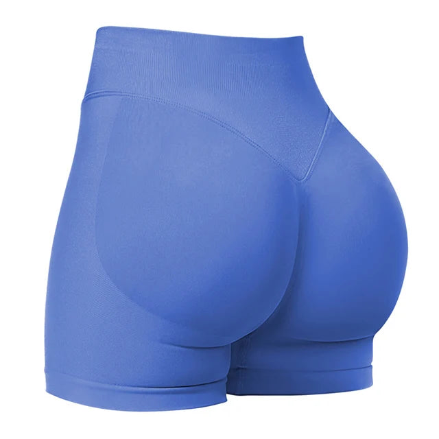 AURBYO women's Seamless V-Back Shorts in Indigo Blue