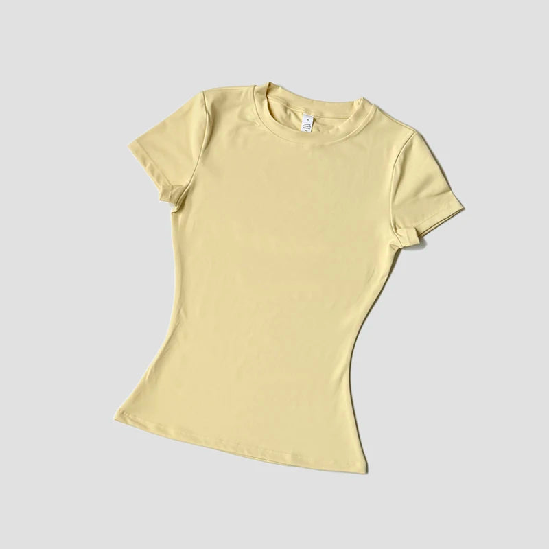 AURBYO women's Contour Training Tee in Yellow