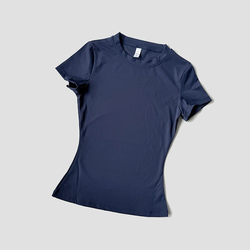 AURBYO women's Contour Training Tee in Navy