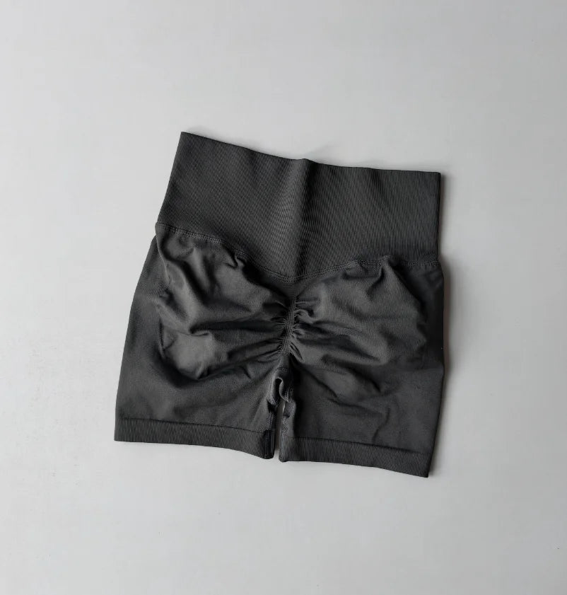 AURBYO women's Seamless Scrunch Shorts in Charcoal