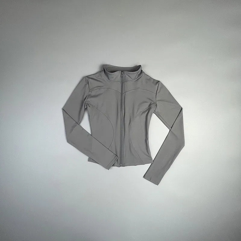 AURBYO women's Cropped Training Jacket in Gray