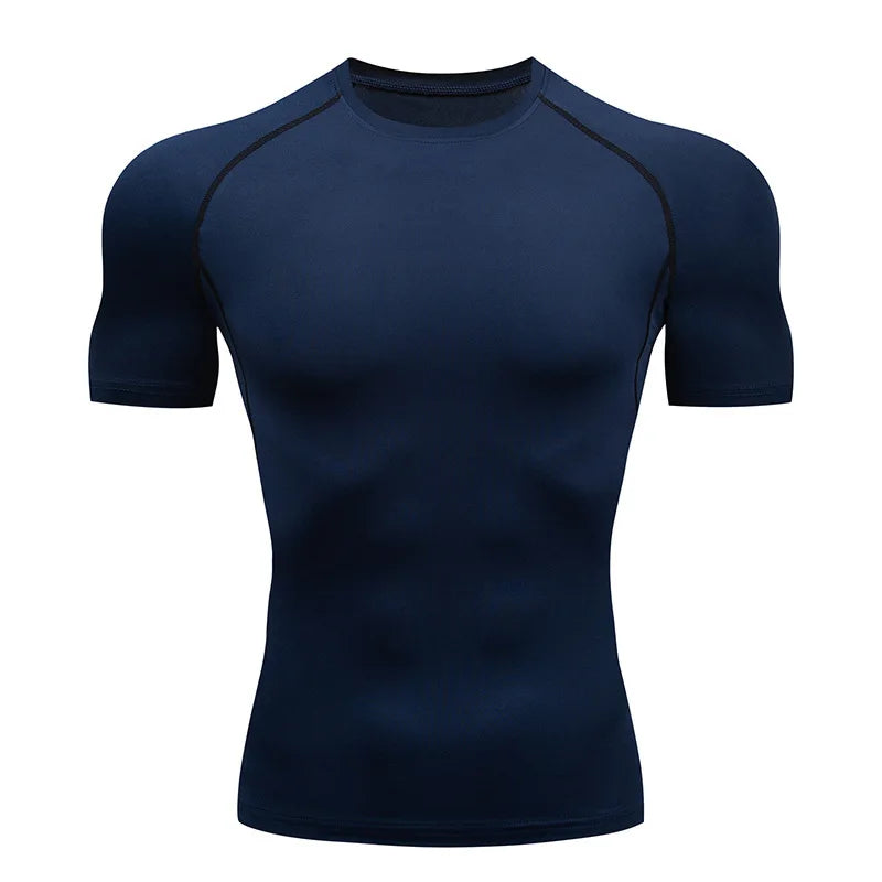 AURBYO men's Compression Training Tee in Navy