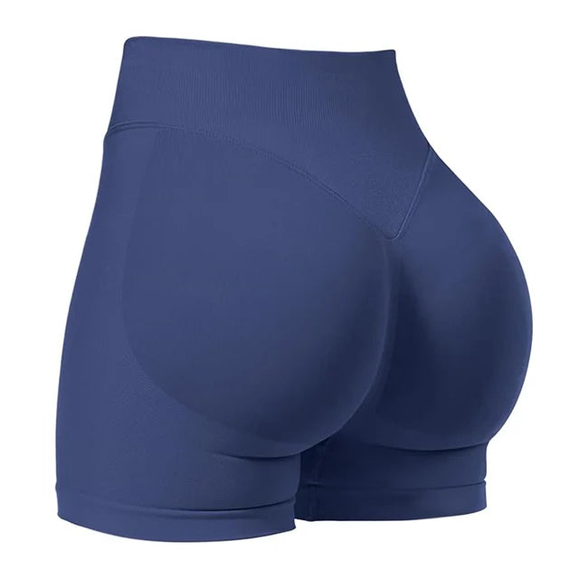 AURBYO women's Seamless V-Back Shorts in Navy Blue