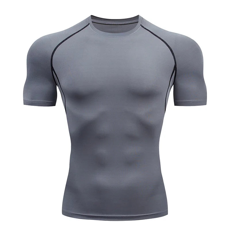 AURBYO men's Compression Training Tee in Gray