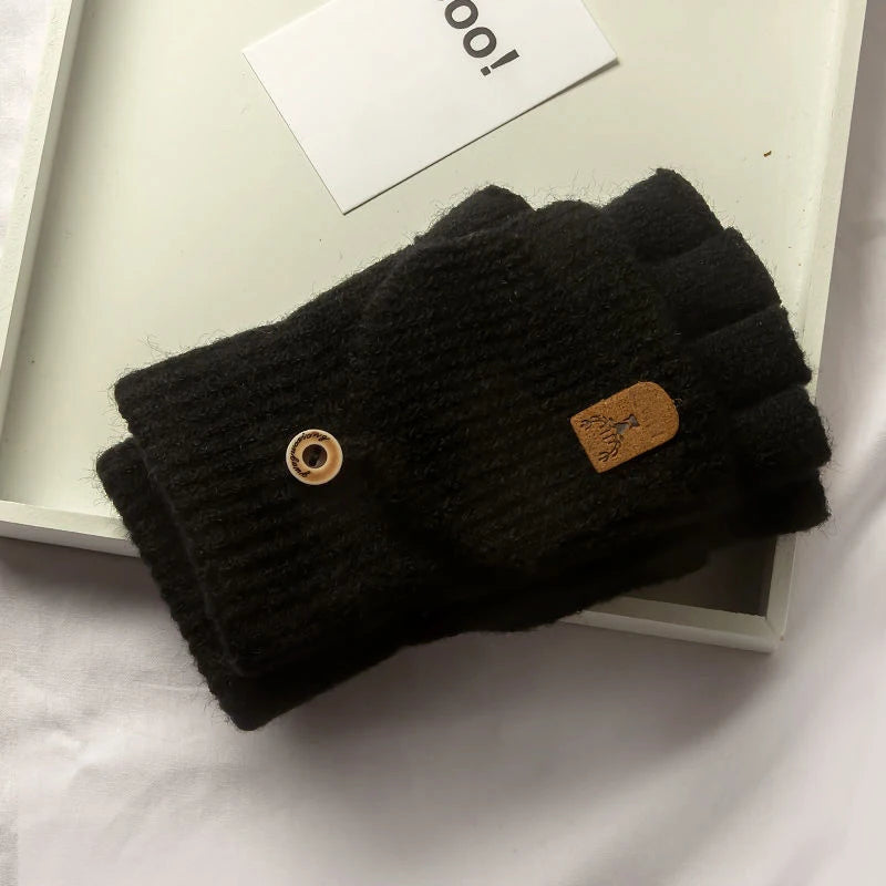 AURBYO Fingerless Gloves in Black