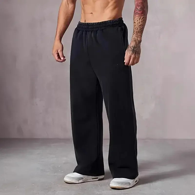AURBYO men's Wide-Leg Sweatpants in Black