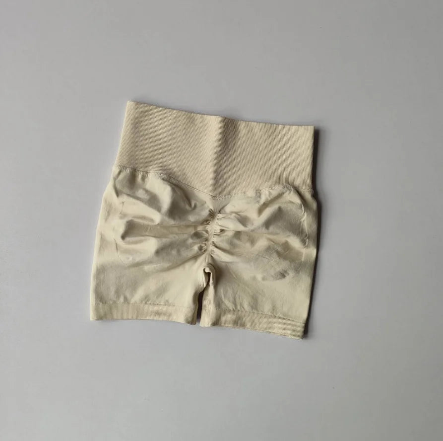 AURBYO women's Seamless Scrunch Shorts in Cream