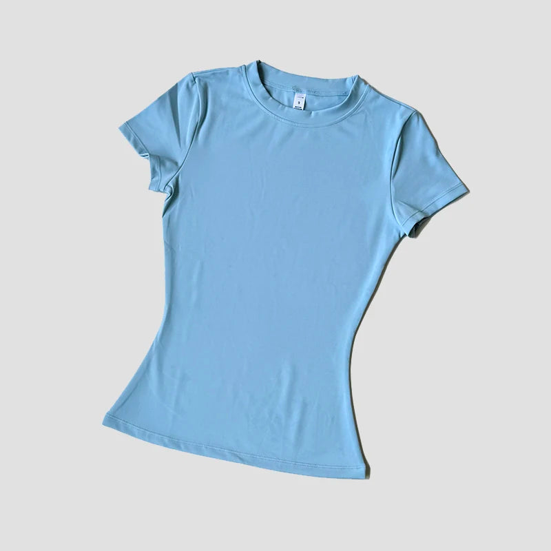 AURBYO women's Contour Training Tee in Sky Blue
