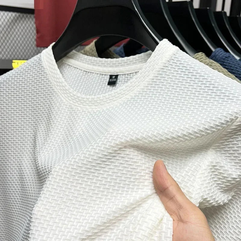 AURBYO men's Ice Silk Tee in White