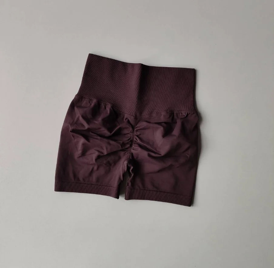 AURBYO women's Seamless Scrunch Shorts in Plum