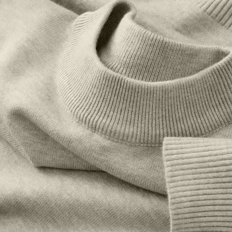 AURBYO men's Mock Neck Sweater in Beige