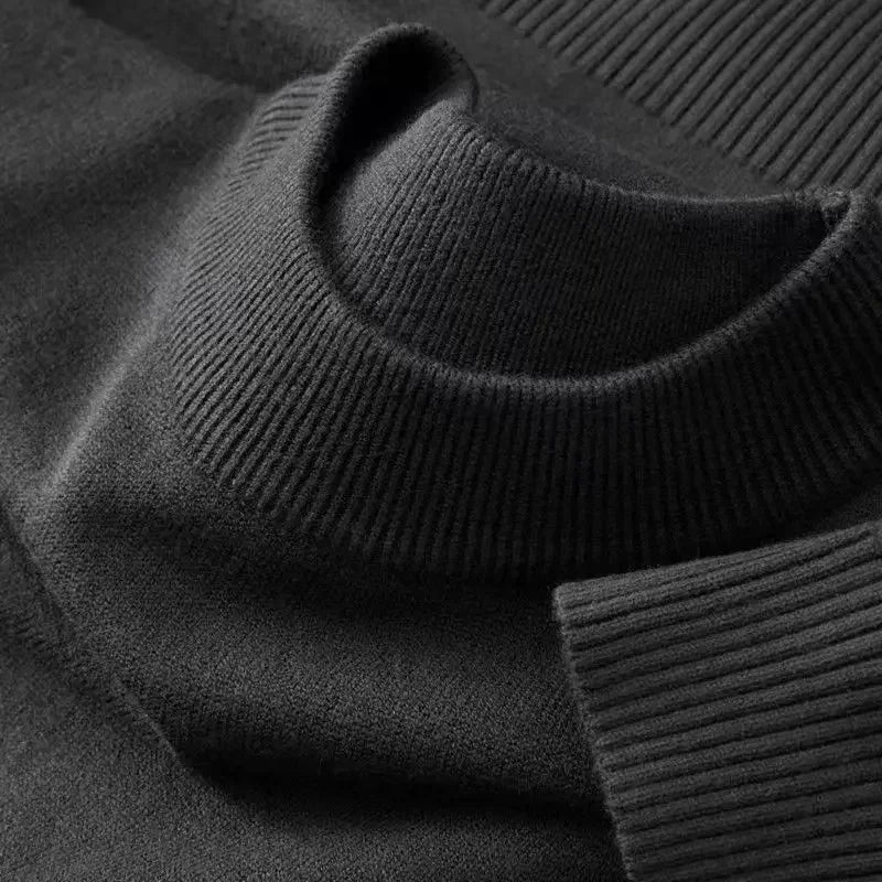 AURBYO men's Mock Neck Sweater in Black