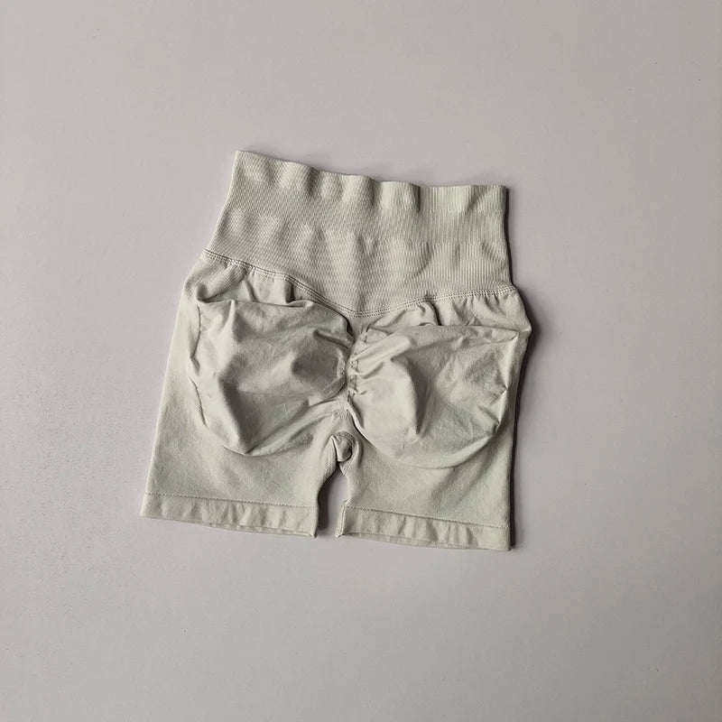 AURBYO women's Seamless Scrunch Shorts in Ivory, V-back