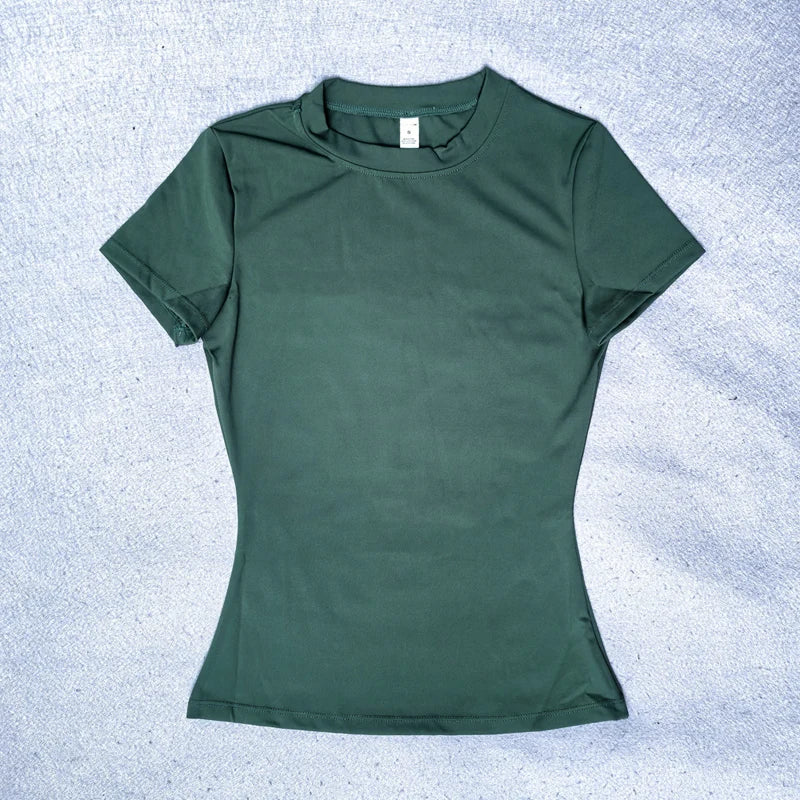 AURBYO women's Seamless Training Tee in Sea King Green