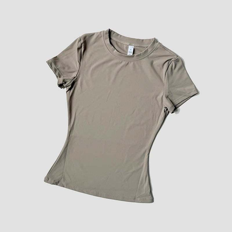 AURBYO women's Contour Training Tee in Gray