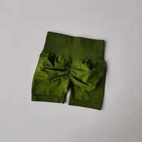 AURBYO women's Seamless Scrunch Shorts in Olive Green