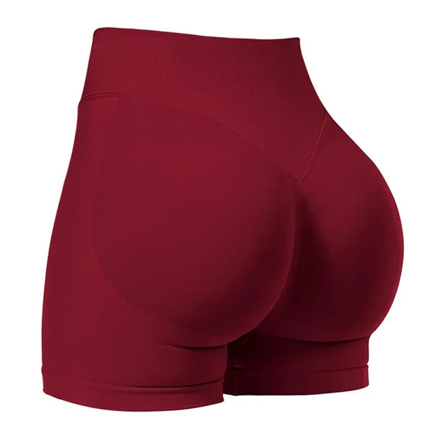 AURBYO women's Seamless V-Back Shorts in Red