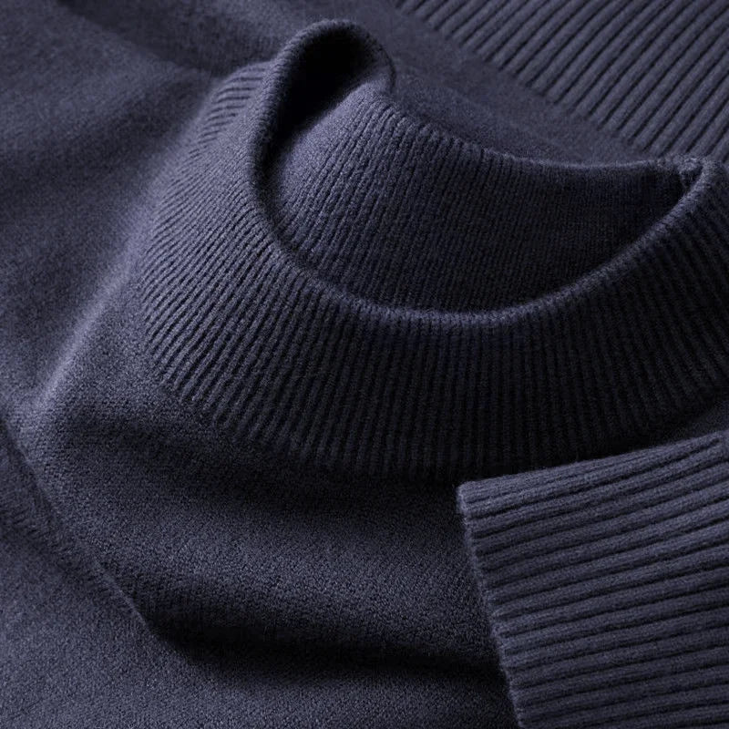 AURBYO men's Mock Neck Sweater in Navy