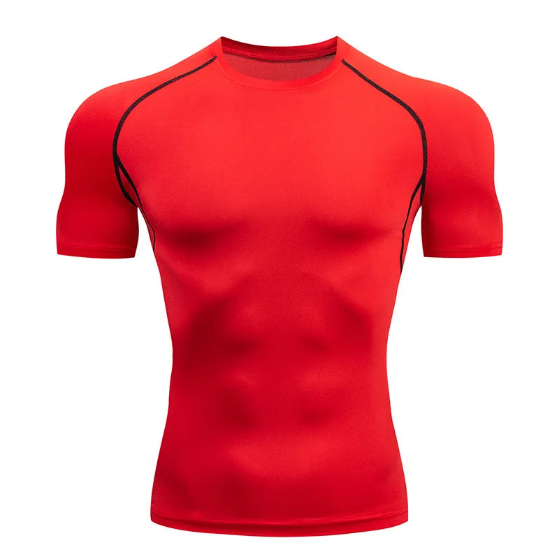 AURBYO men's Compression Training Tee in Red