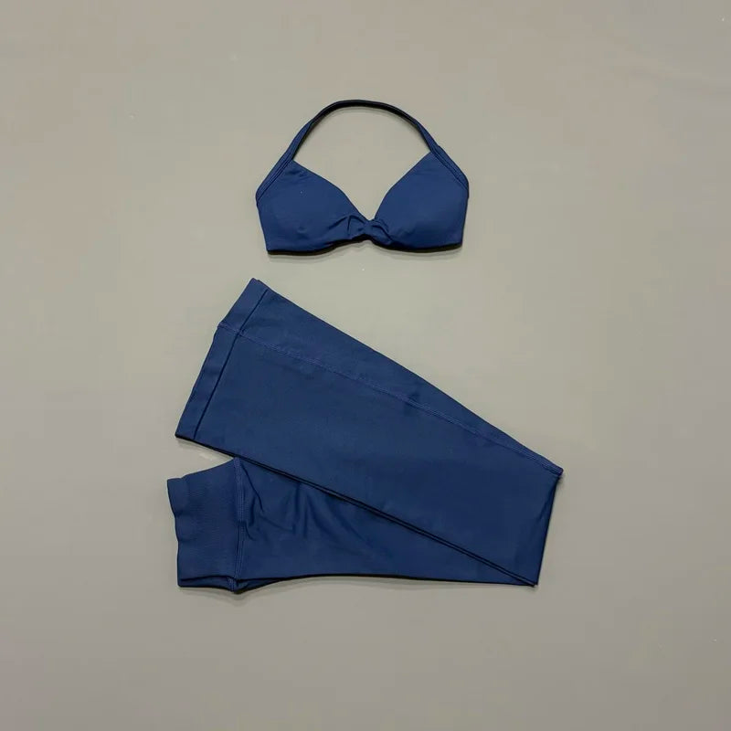 AURBYO women's Seamless Flare Set in Ink Blue