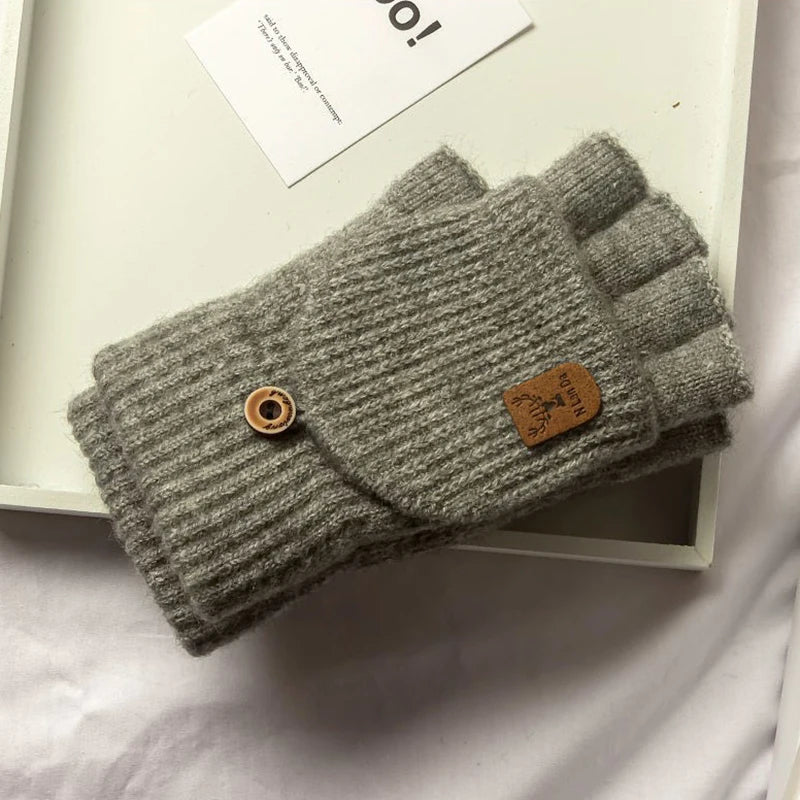 AURBYO Fingerless Gloves in Light Gray