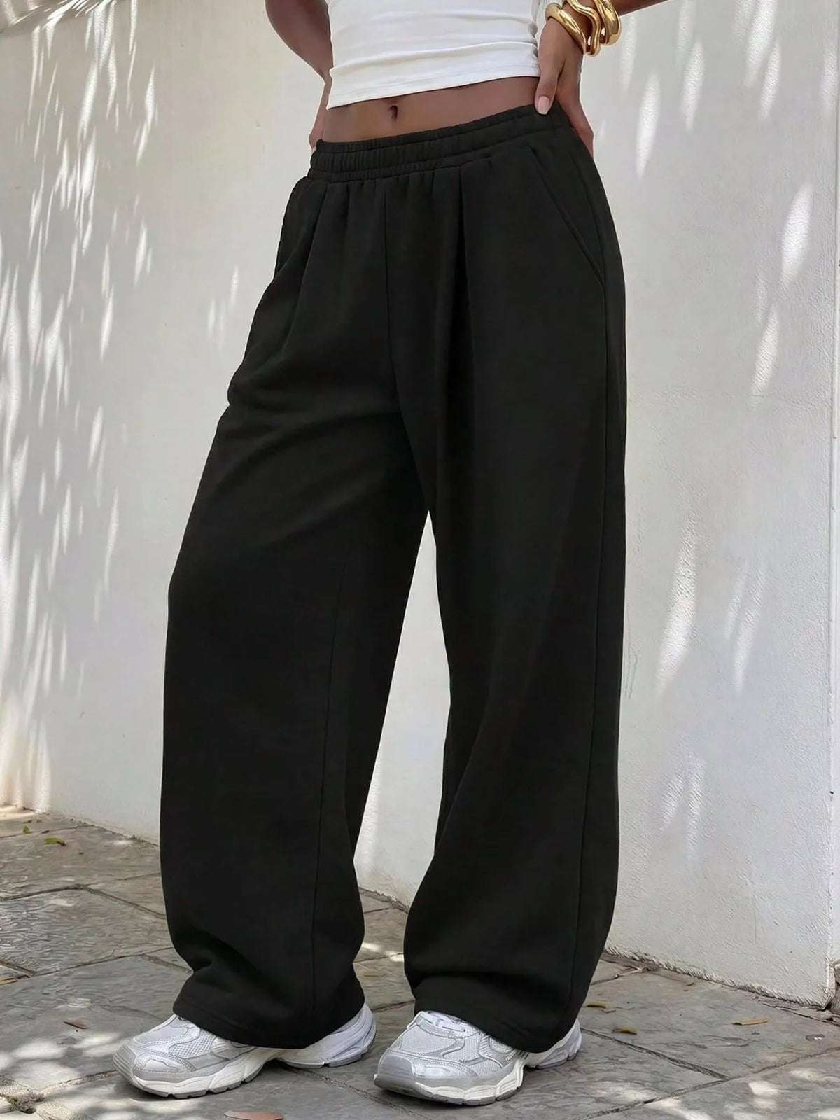 AURBYO women's Pleated Wide-Leg Sweatpants