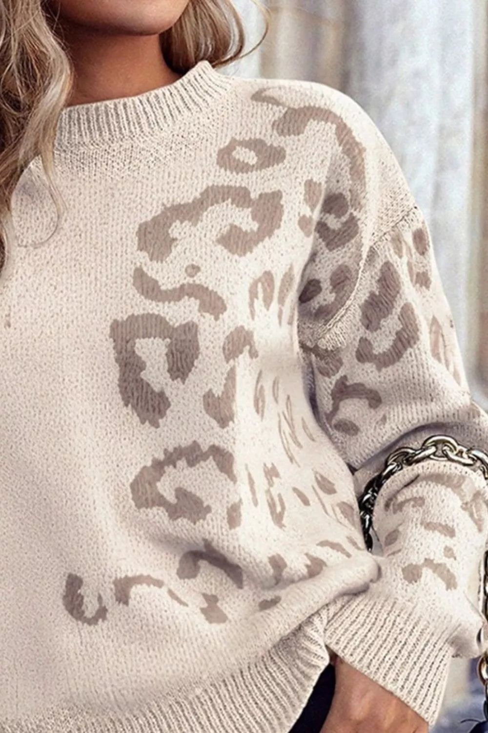 AURBYO women's Leopard Knit Sweater