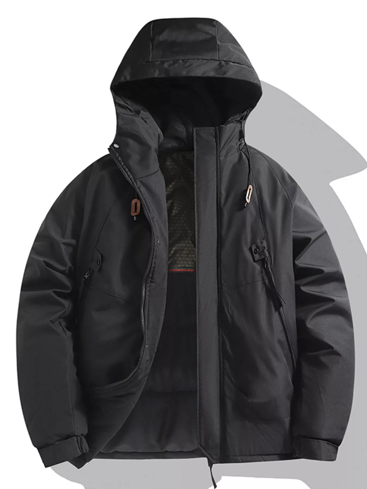 AURBYO men's Hooded Padded Coat in Black
