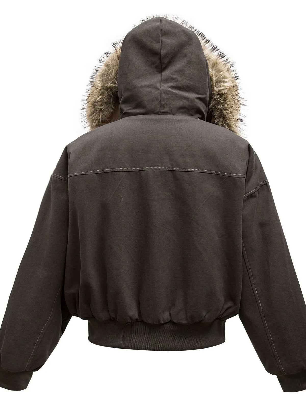 AURBYO men's Faux-Fur Hood Bomber