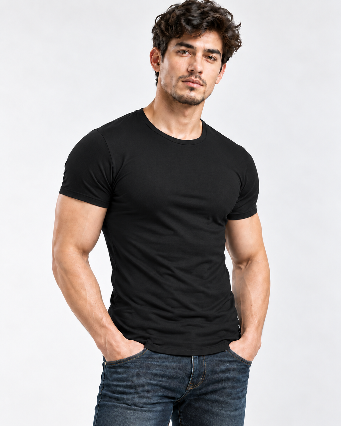 AURBYO men's Essential Tee in Black, round neck