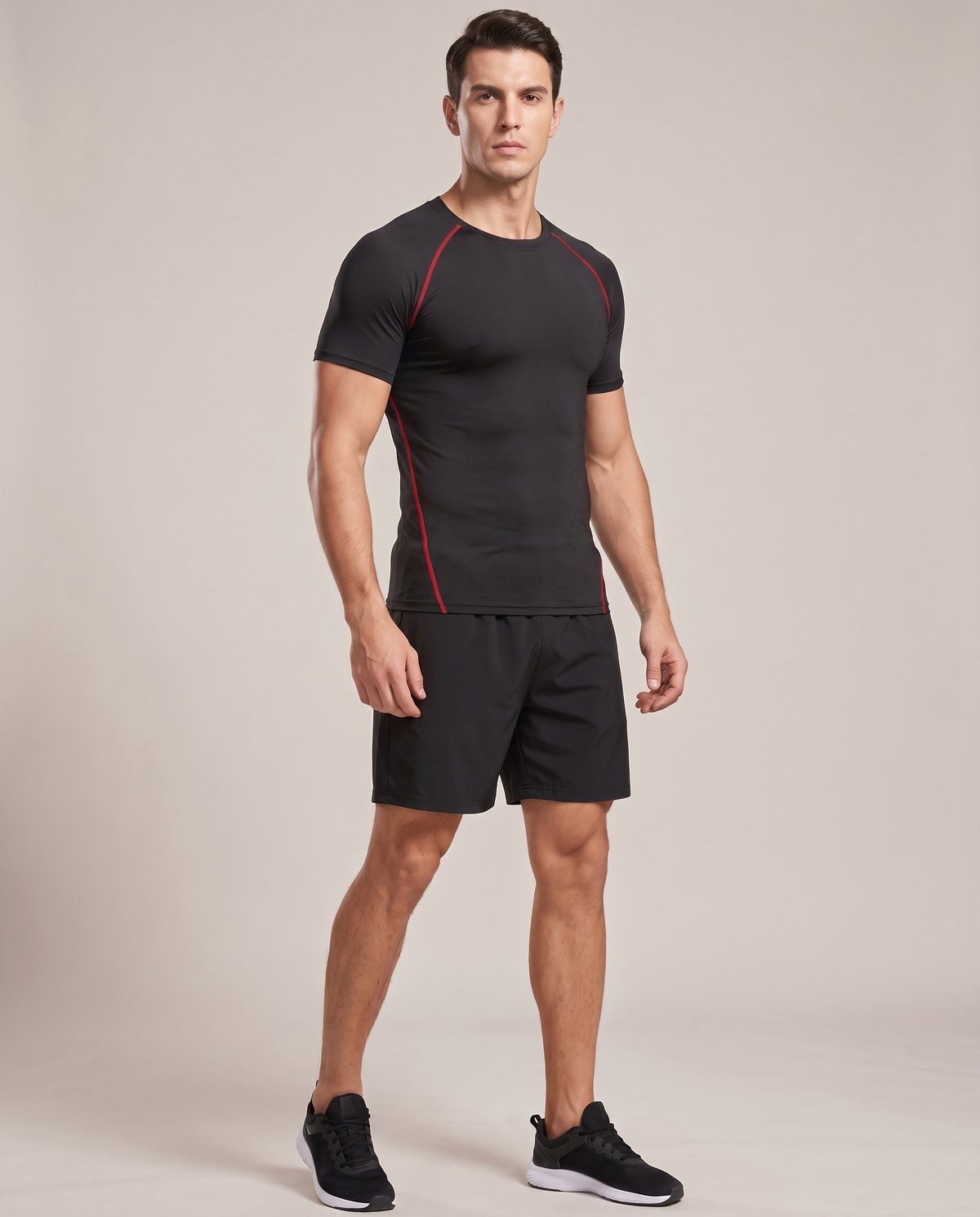 AURBYO men's Performance Compression Tee in Black Red