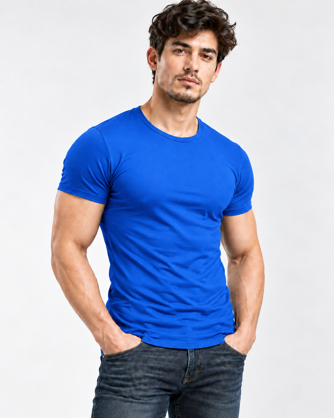 AURBYO men's Essential Tee in Blue, round neck