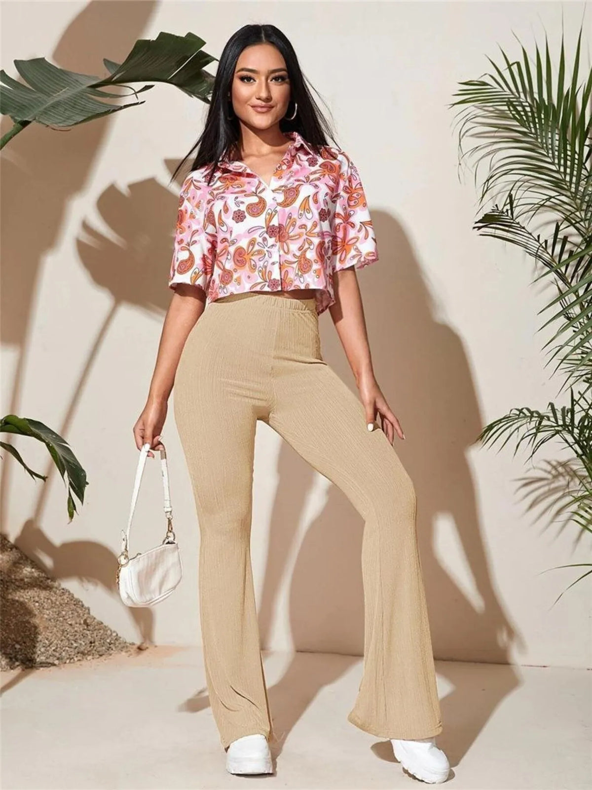 AURBYO women's Ribbed Flare Pants