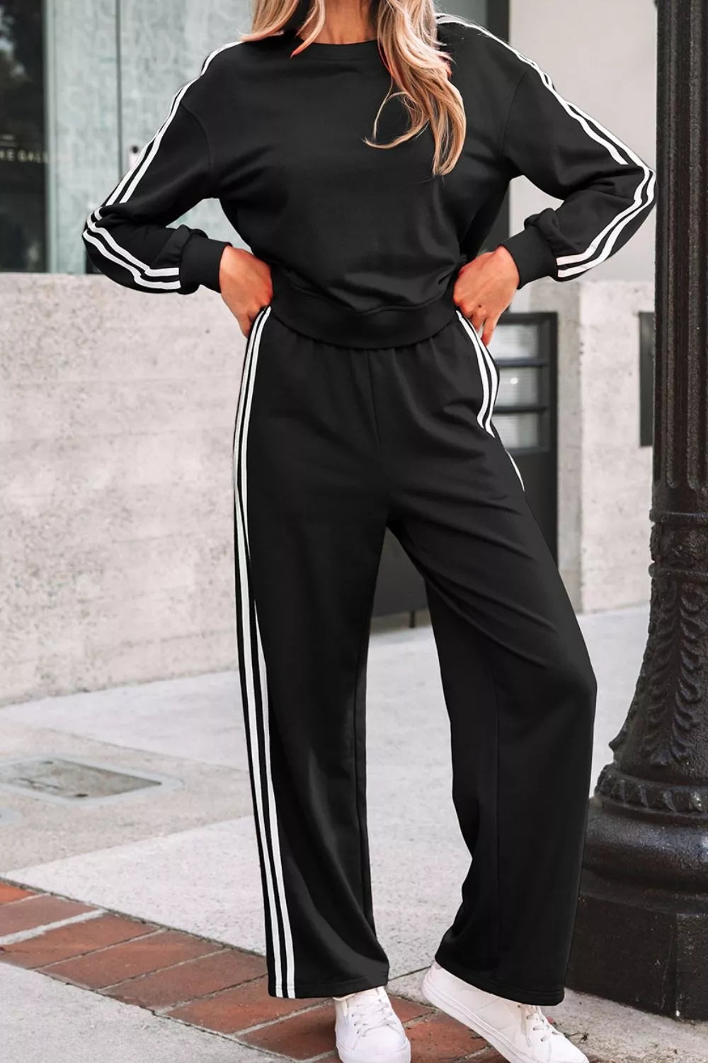 AURBYO women's Side-Stripe Sweat Set