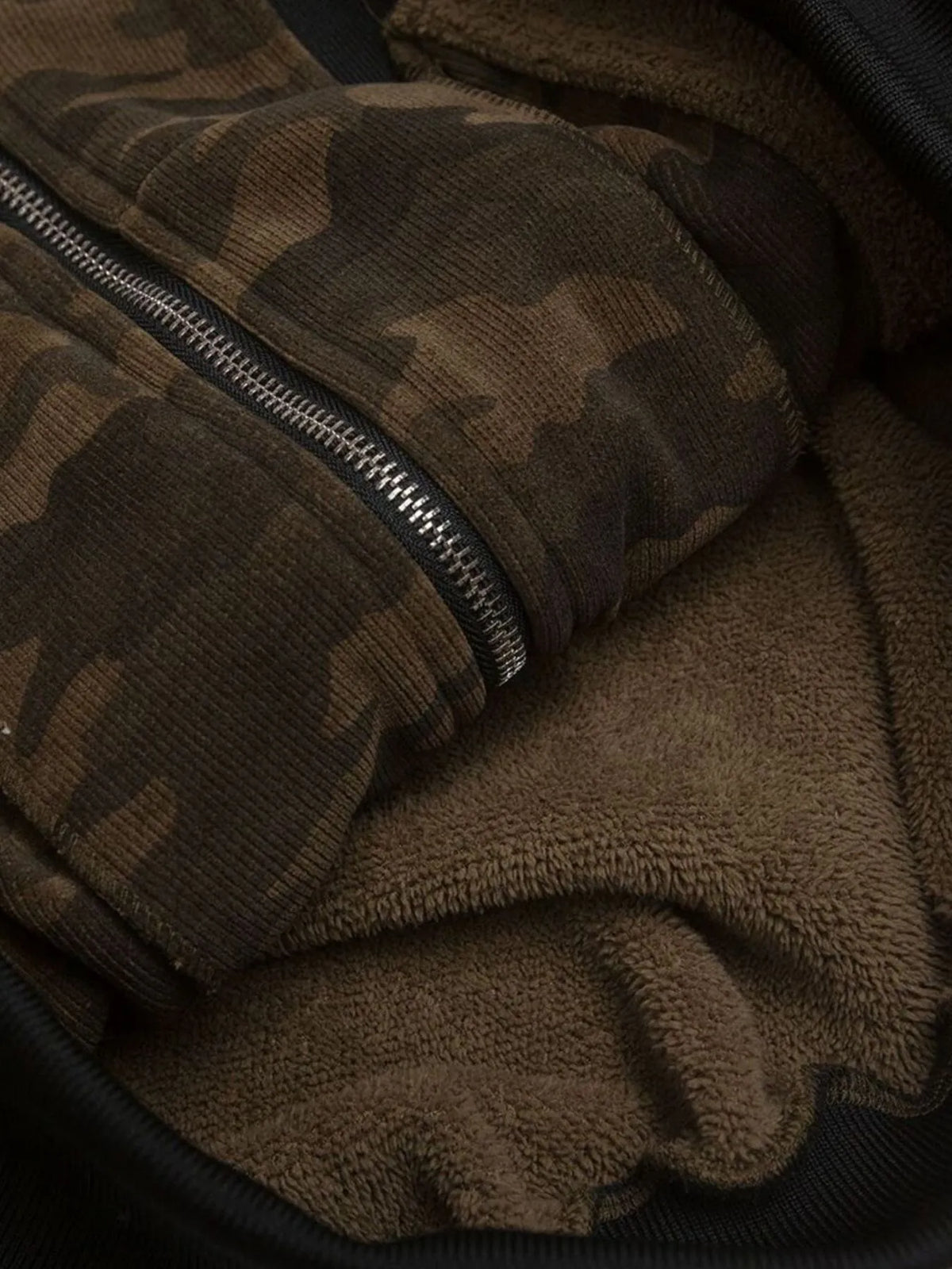 AURBYO men's Camo Faux-Fur Hood Jacket