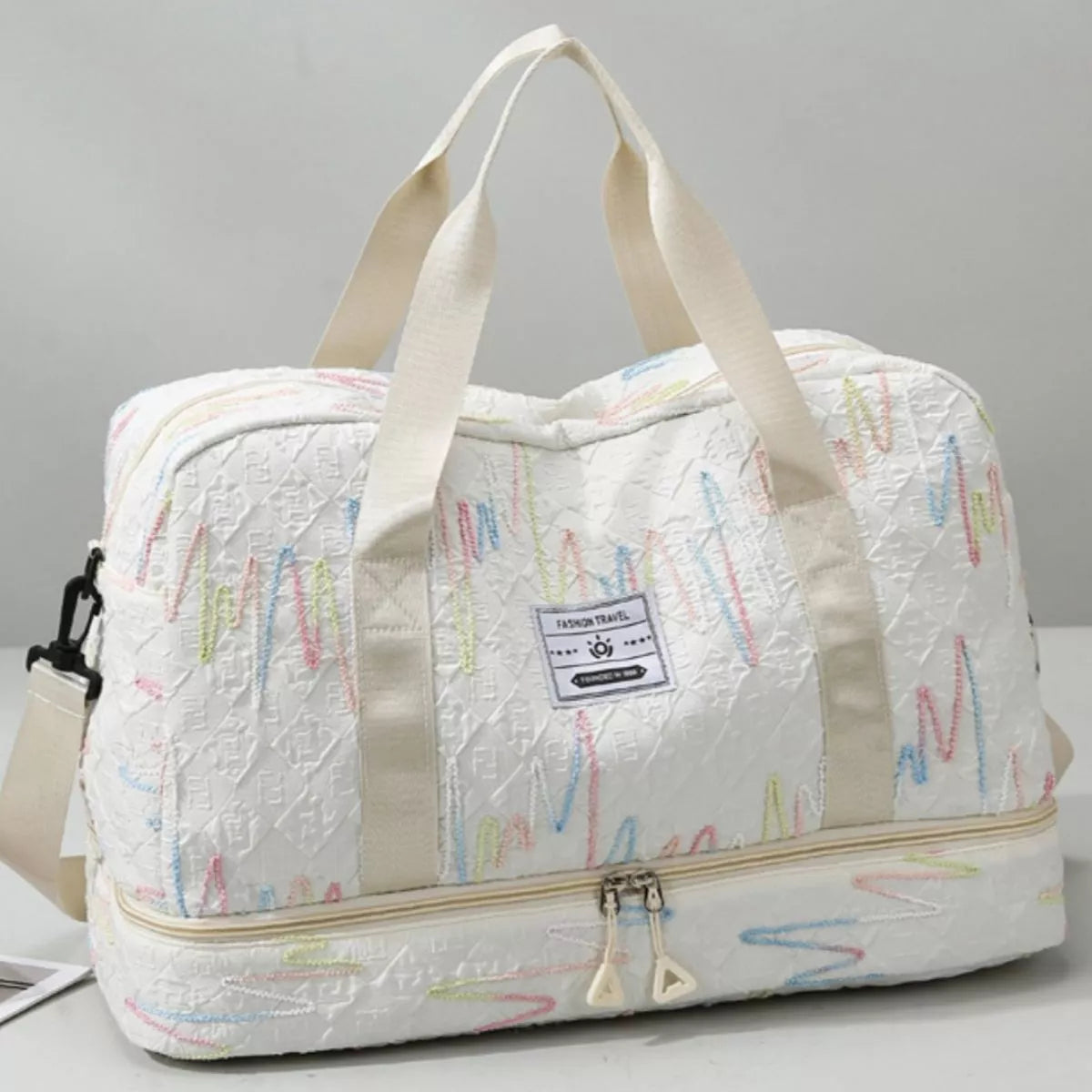 AURBYO Textured Duffel in Off-White
