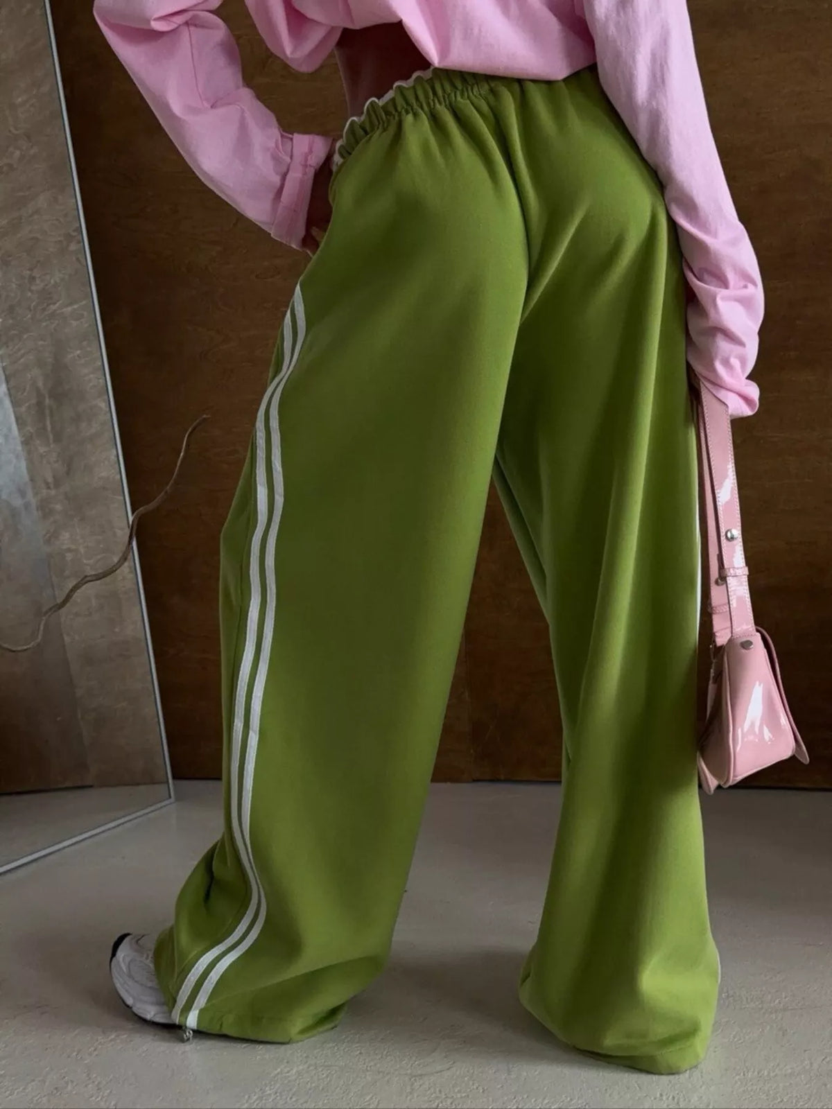 AURBYO women's Side-Stripe Wide-Leg Sweatpants