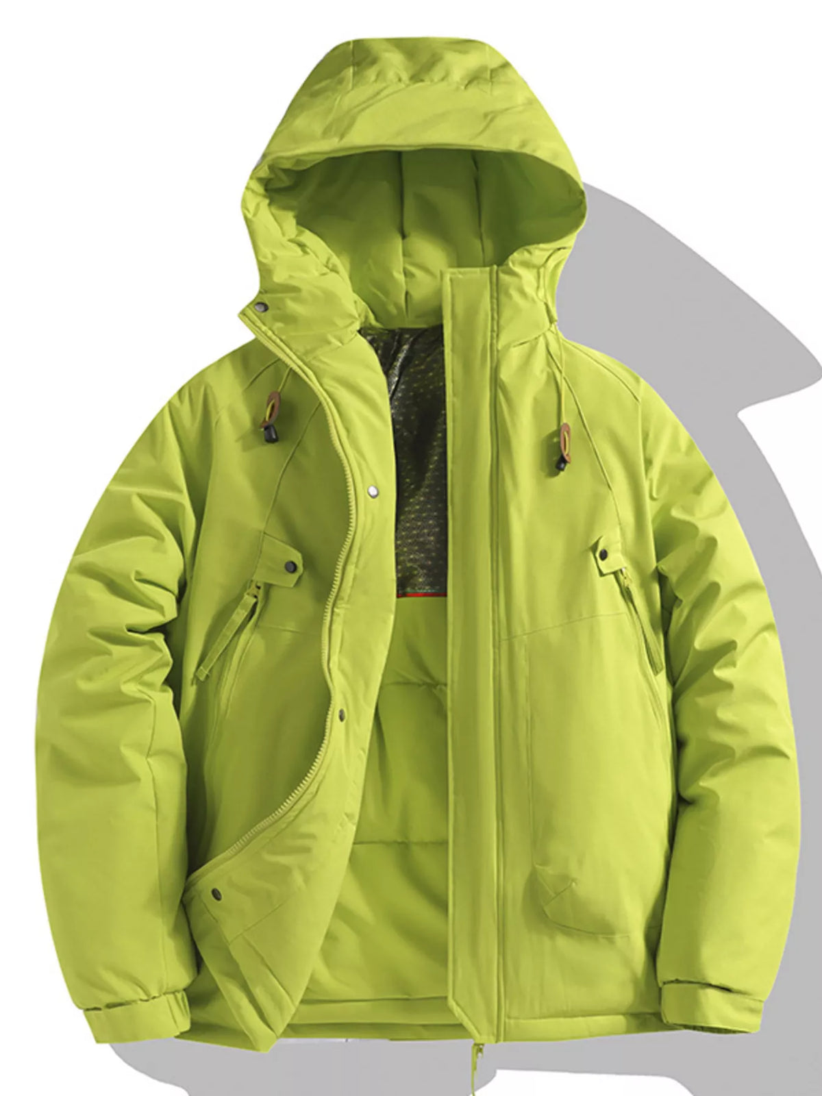 AURBYO men's Hooded Padded Coat in Lime