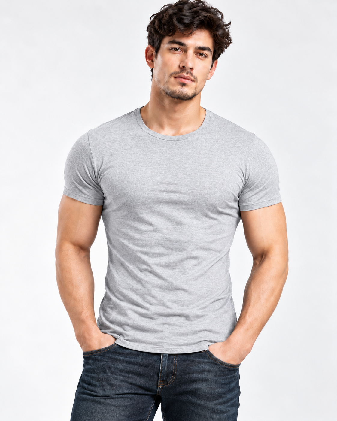 AURBYO men's Essential Tee in Gray, round neck