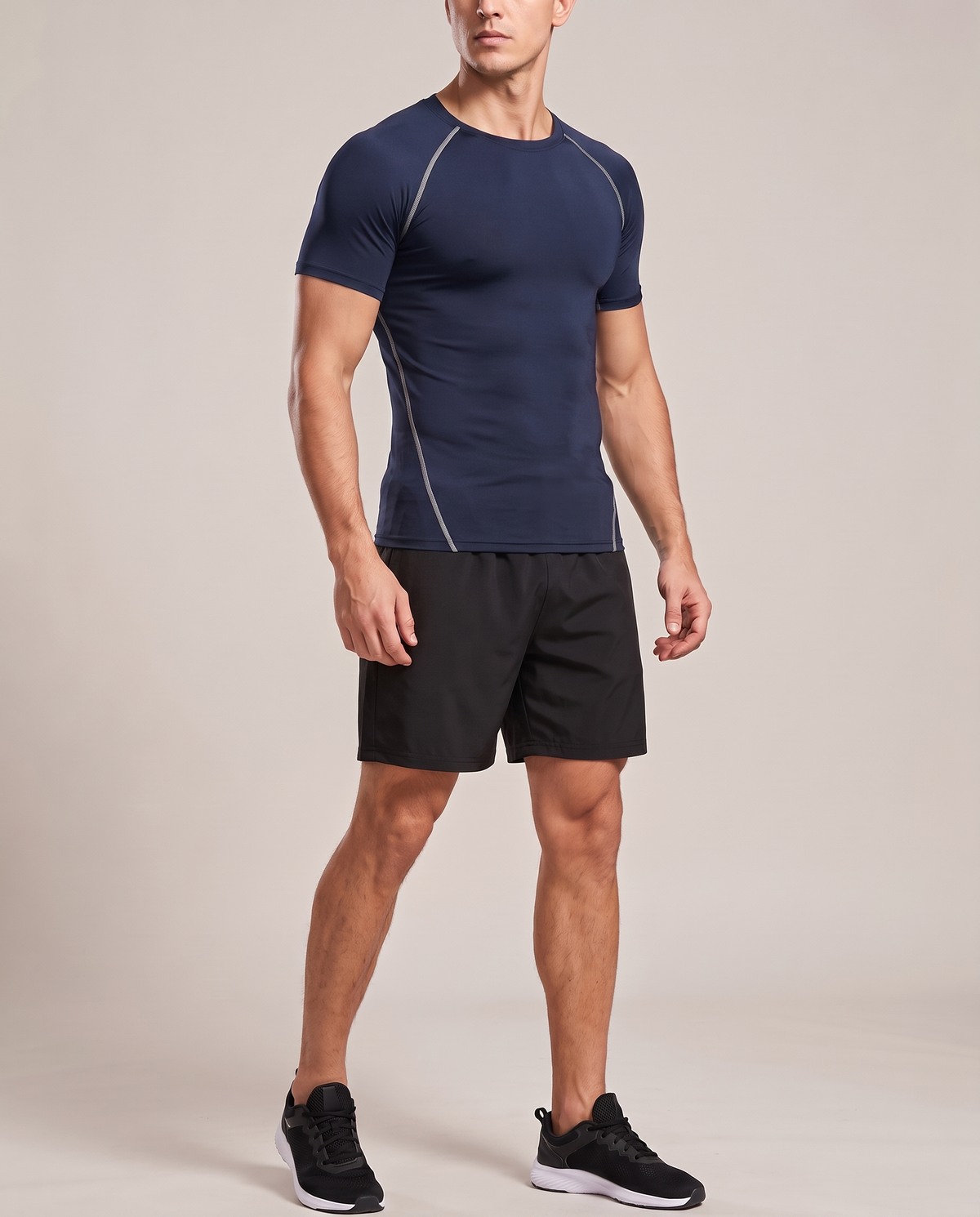 AURBYO men's Performance Compression Tee in Navy