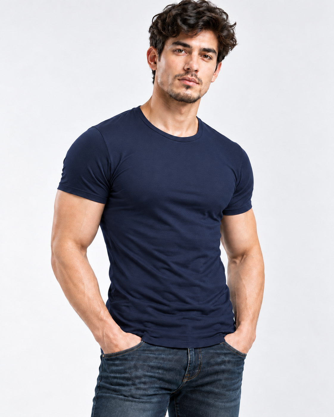 AURBYO men's Essential Tee in Navy, round neck